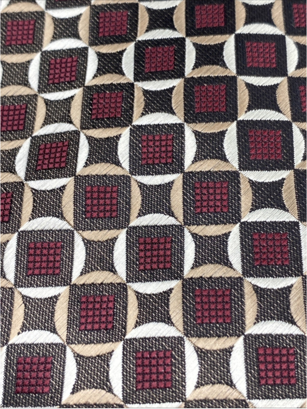 Stafford Essentials Tie Geometric Red Gold Black Extra Long 63” Polyester - Picture 5 of 6